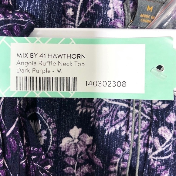 MIX By 41 Hawthorn Angola Ruffle Neck Top Purple - Picture 13 of 13